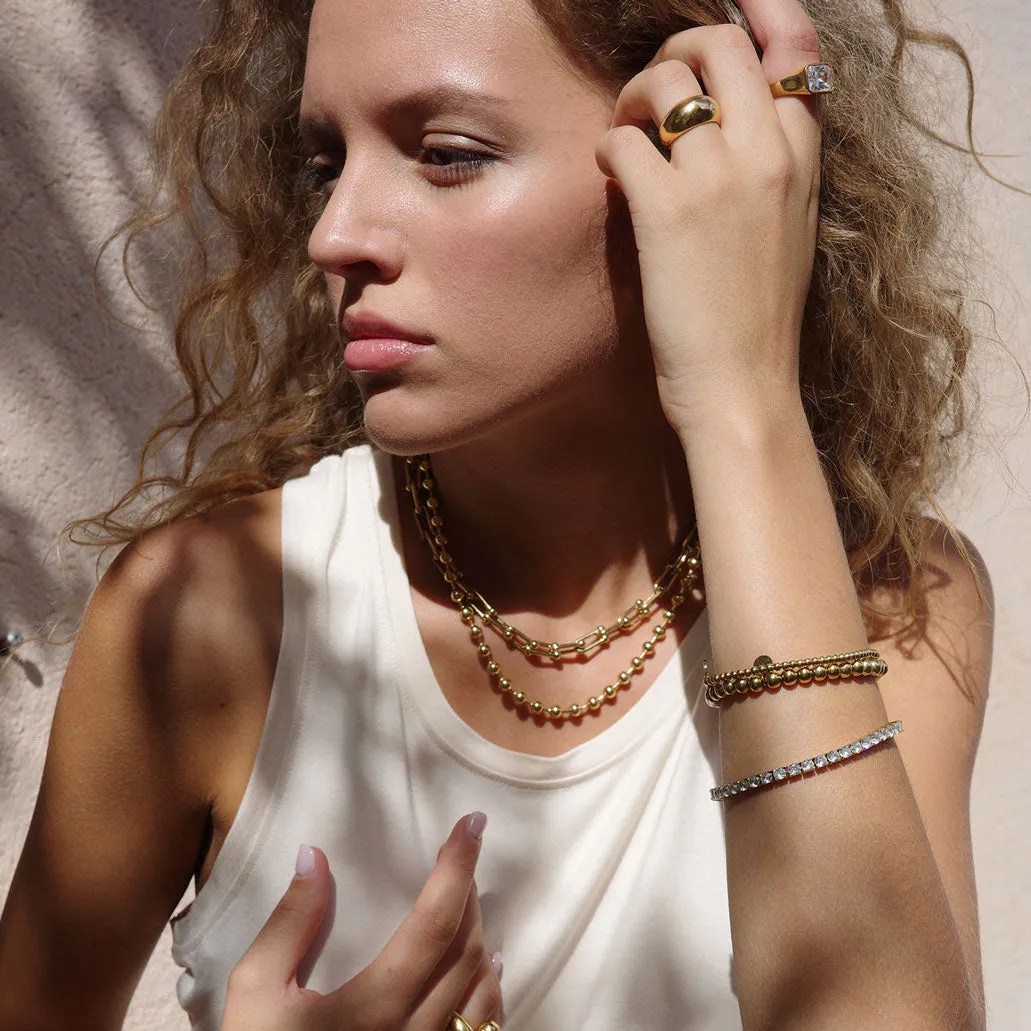 2017-0003 Pure Steel Necklace Gold Link