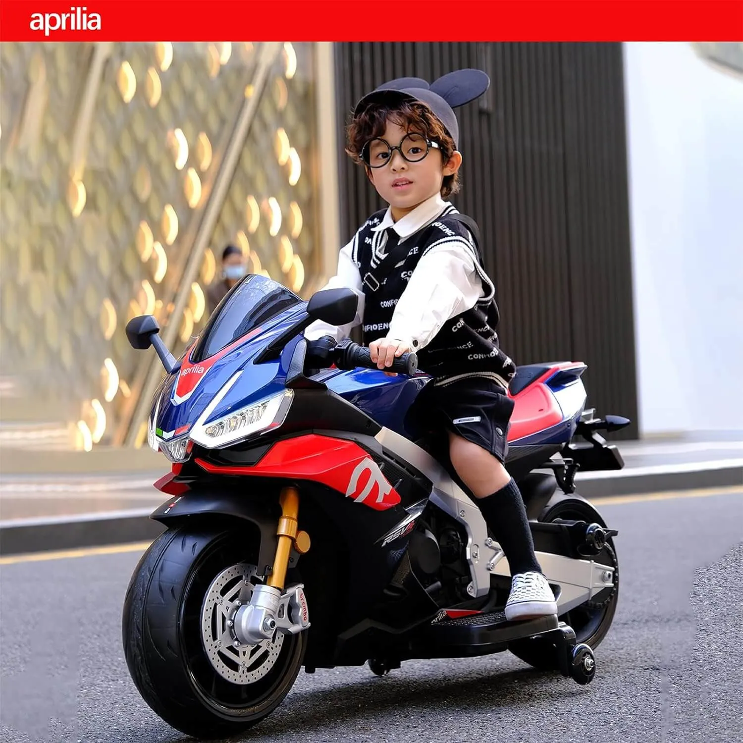 2025 Licensed XL Aprilia RSV4 12V Super Motorcycle 2 Seater Kids Ride On | LED Lights | Rubber Wheels | Racing Bike