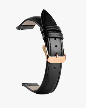 20mm Black Leather Rosegold Buckle Strap