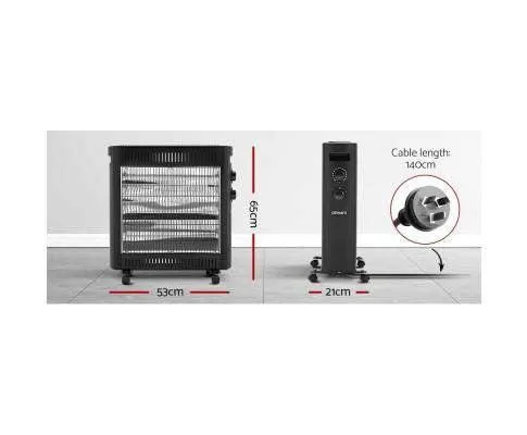 2200W Infrared Radiant Portable Electric Heatrt - Black