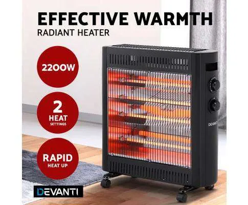 2200W Infrared Radiant Portable Electric Heatrt - Black
