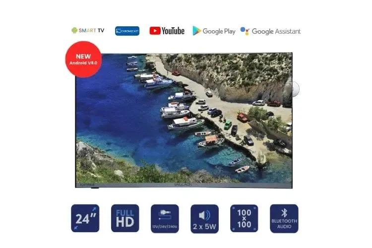 24inch 12volt Frameless Smart TV Dvd Bluetooth Chromecast