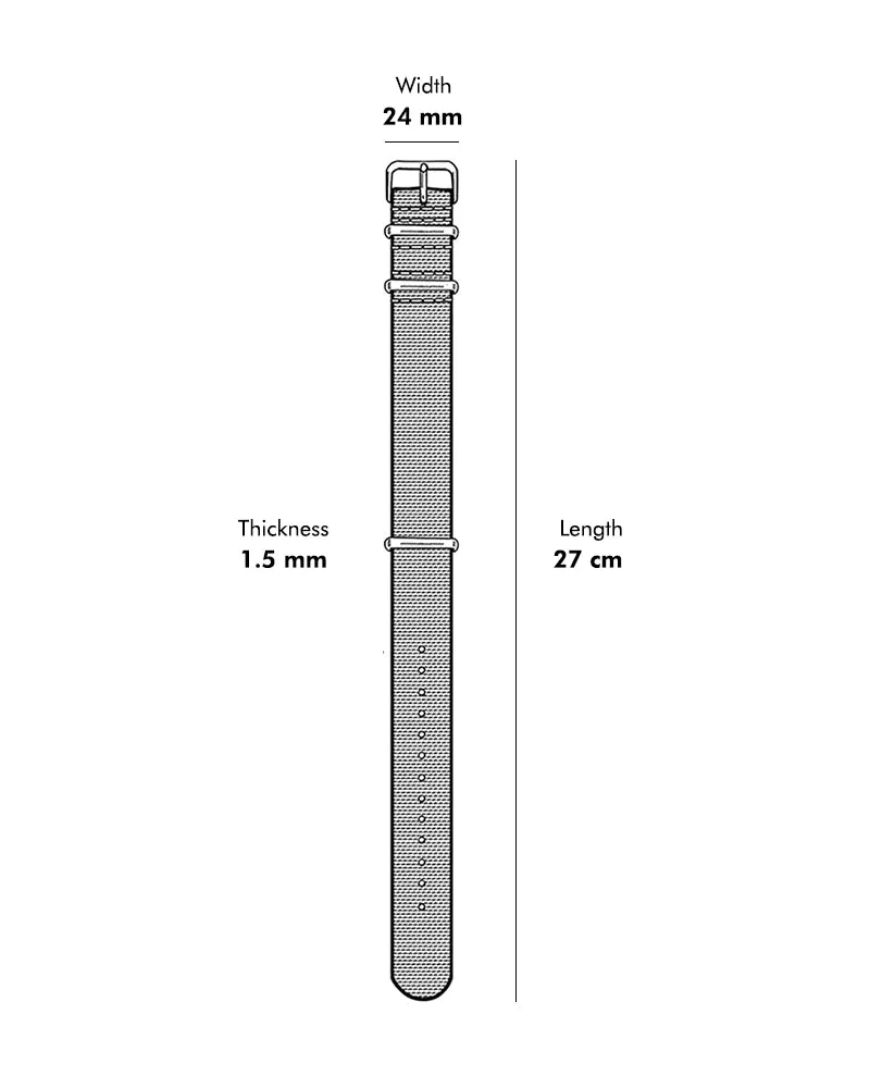 24mm White Nylon Strap
