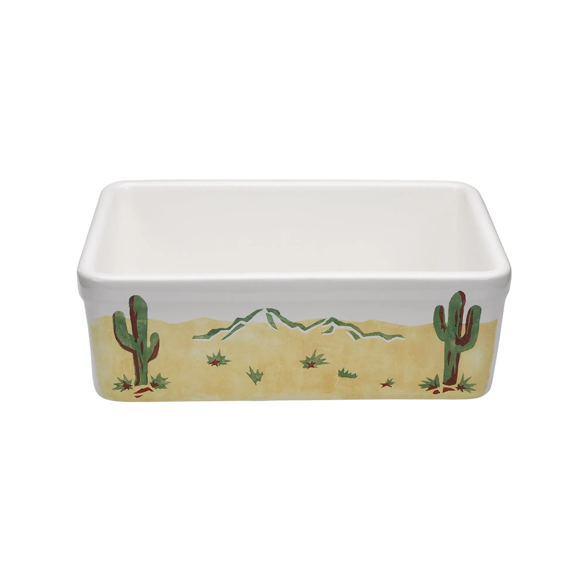 24" Single bowl hand-painted fireclay kitchen sink