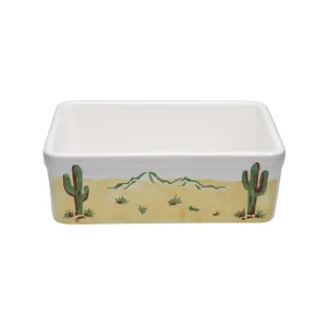 24" Single bowl hand-painted fireclay kitchen sink