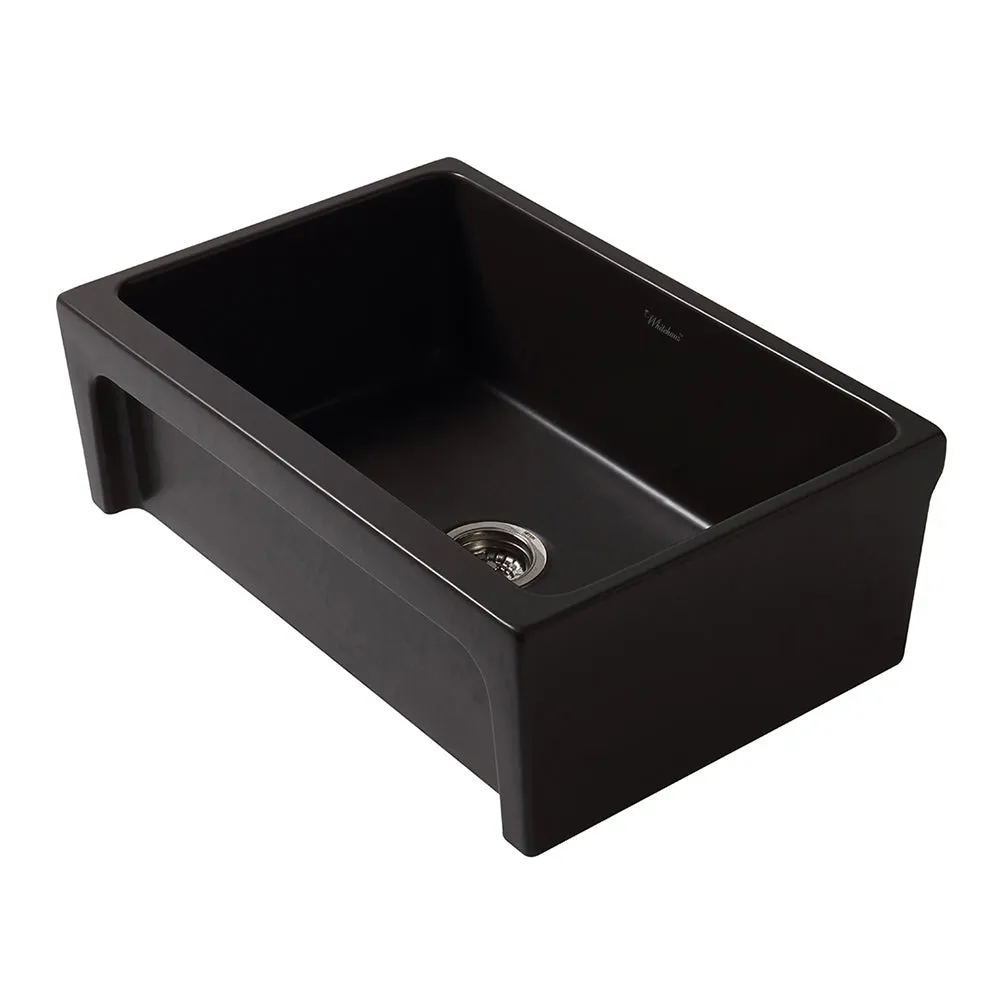 30" Reversible Single Bowl Fireclay Kitchen Sink: 2½" lip, beveled front apron