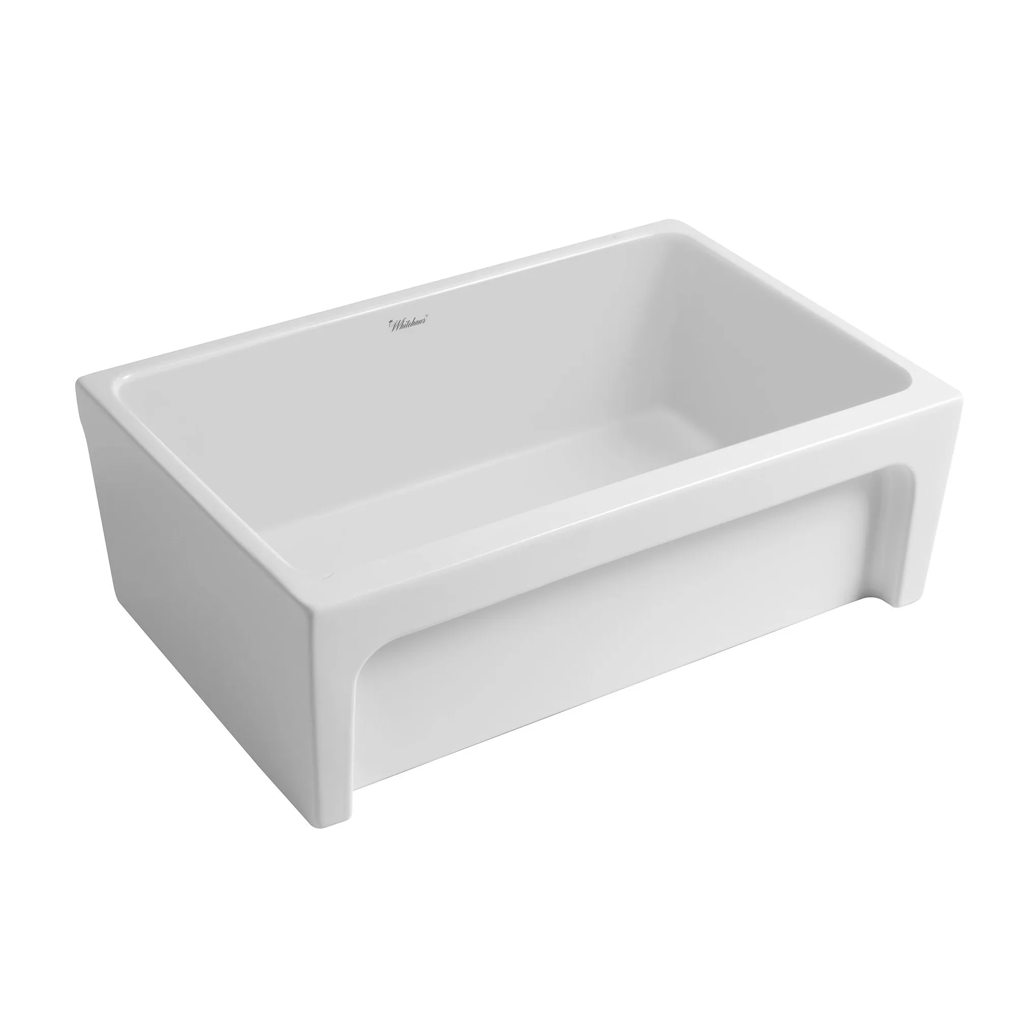 30" Reversible Single Bowl Fireclay Kitchen Sink: 2½" lip, beveled front apron
