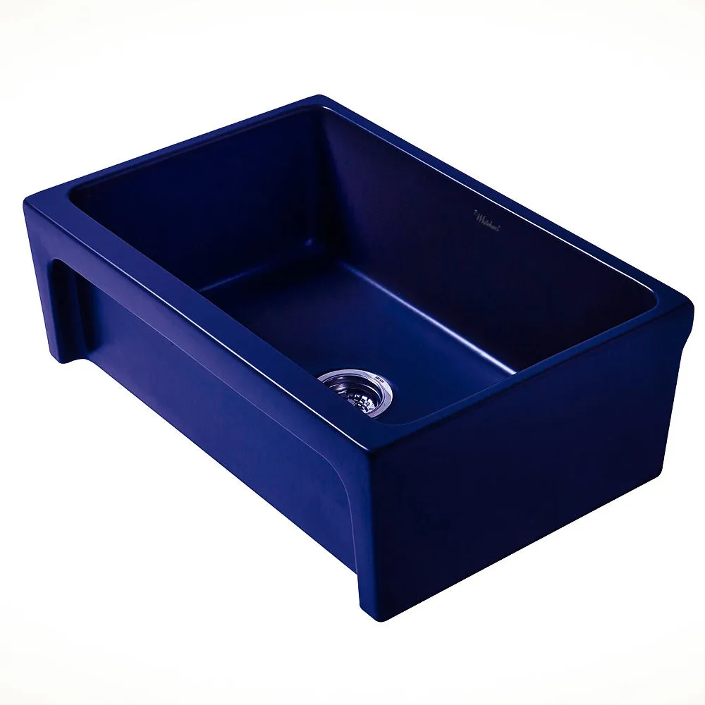 30" Reversible Single Bowl Fireclay Kitchen Sink: 2½" lip, beveled front apron