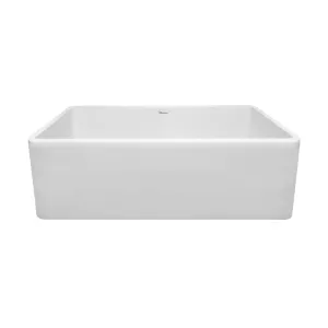 30" Reversible single bowl fireclay kitchen sink with plain front apron