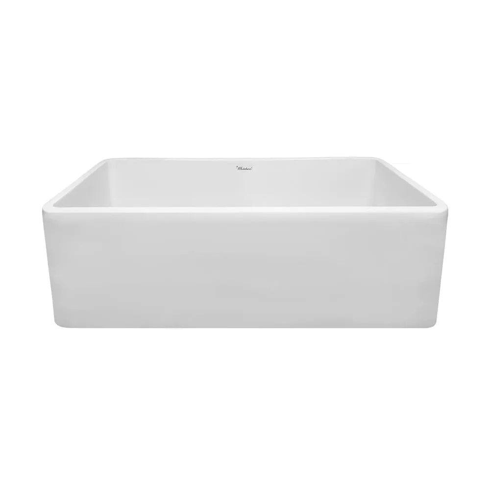 30" Reversible single bowl fireclay kitchen sink with plain front apron