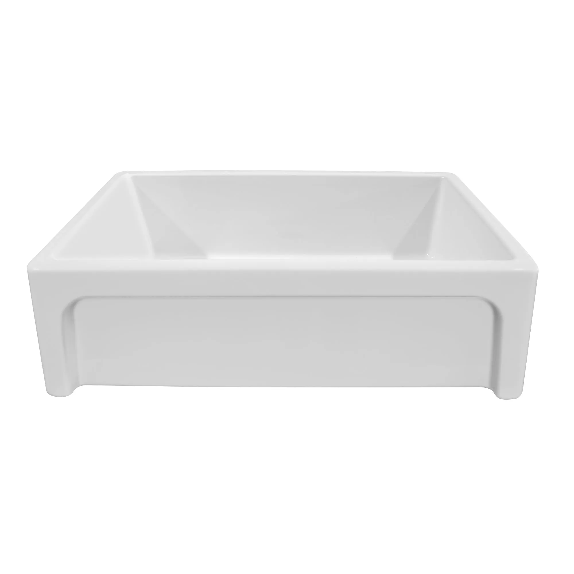33" reversible single bowl fireclay kitchen sink: Roman vine, beveled front apron