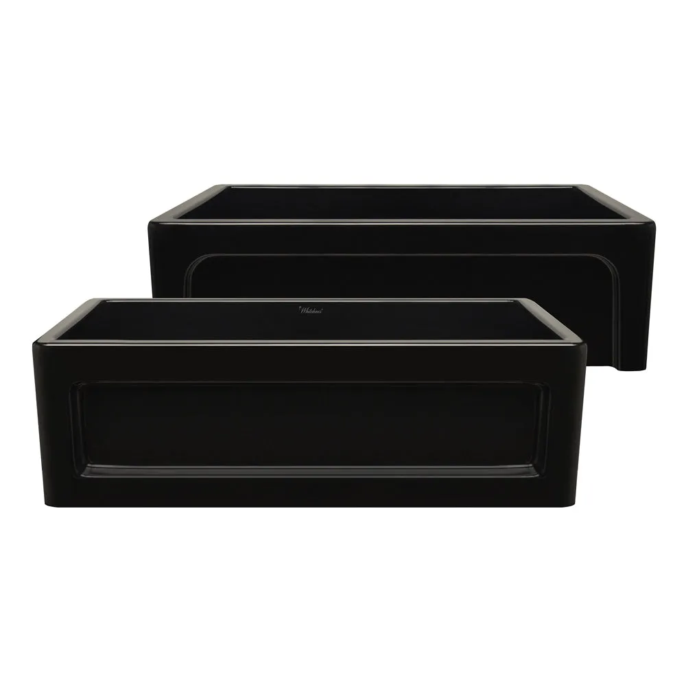 33" reversible single bowl fireclay kitchen sink: shaker panel, beveled front apron