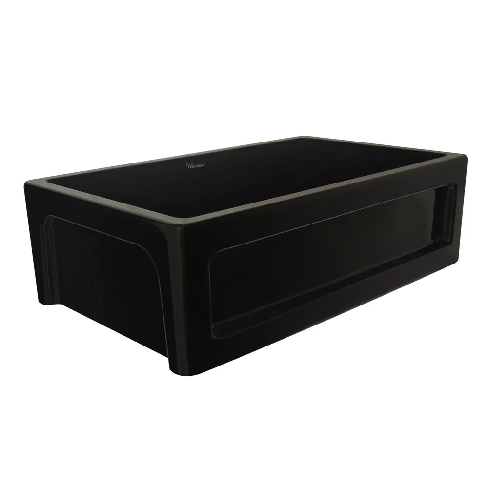 33" reversible single bowl fireclay kitchen sink: shaker panel, beveled front apron
