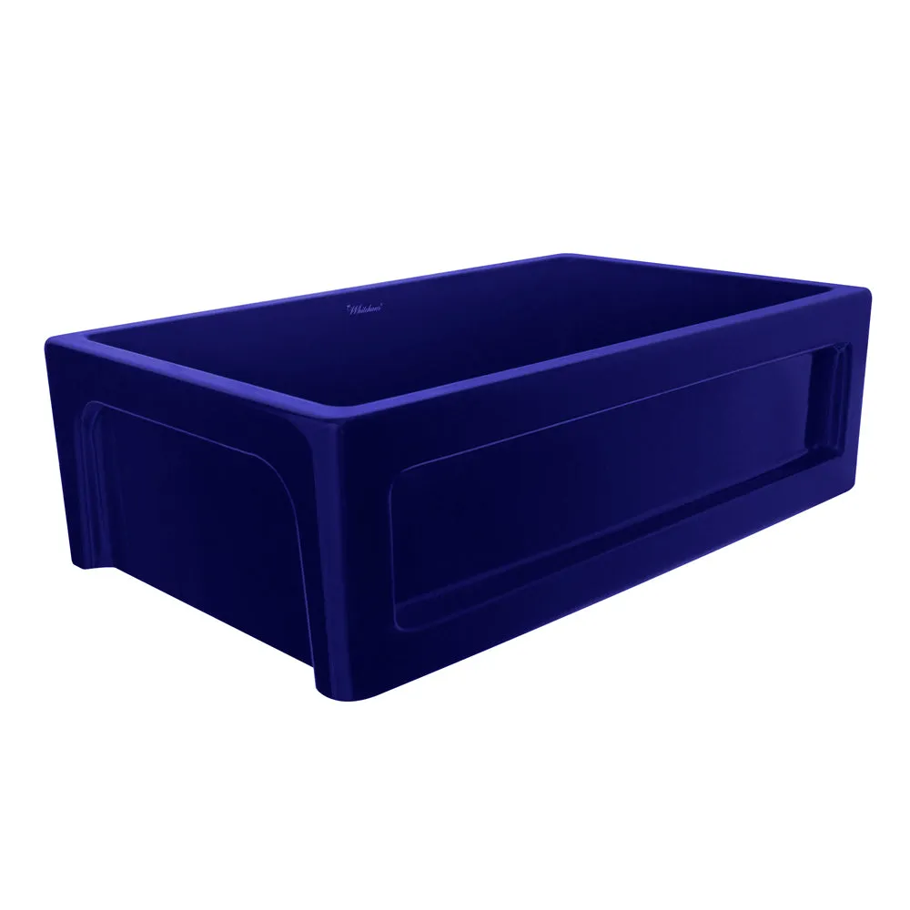 33" reversible single bowl fireclay kitchen sink: shaker panel, beveled front apron