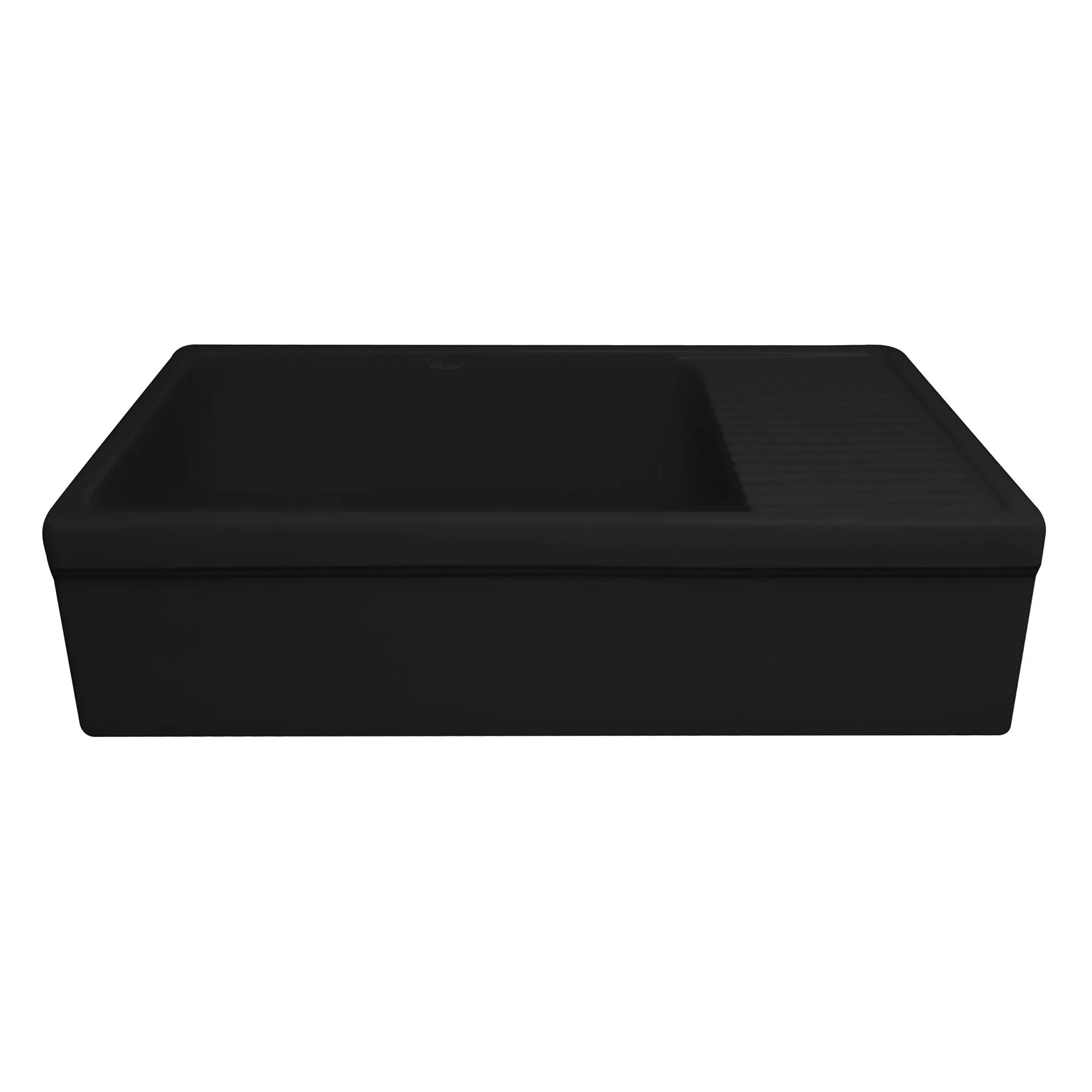 36" large reversible single bowl fireclay kitchen sink: integral drain board, 2½” lip front apron