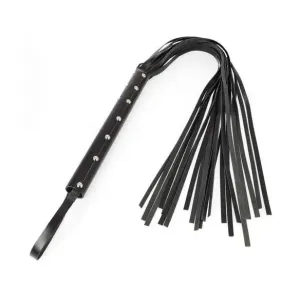 38 Inch Black Leather Whip with 18 Strings