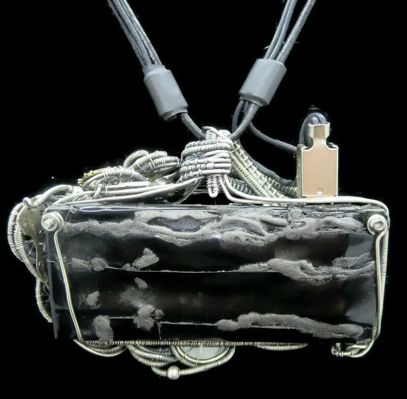 4-Bit Binary Counter Necklace with Upcycled Electronic/Watch Parts, Steampunk/Cyberpunk Fusion