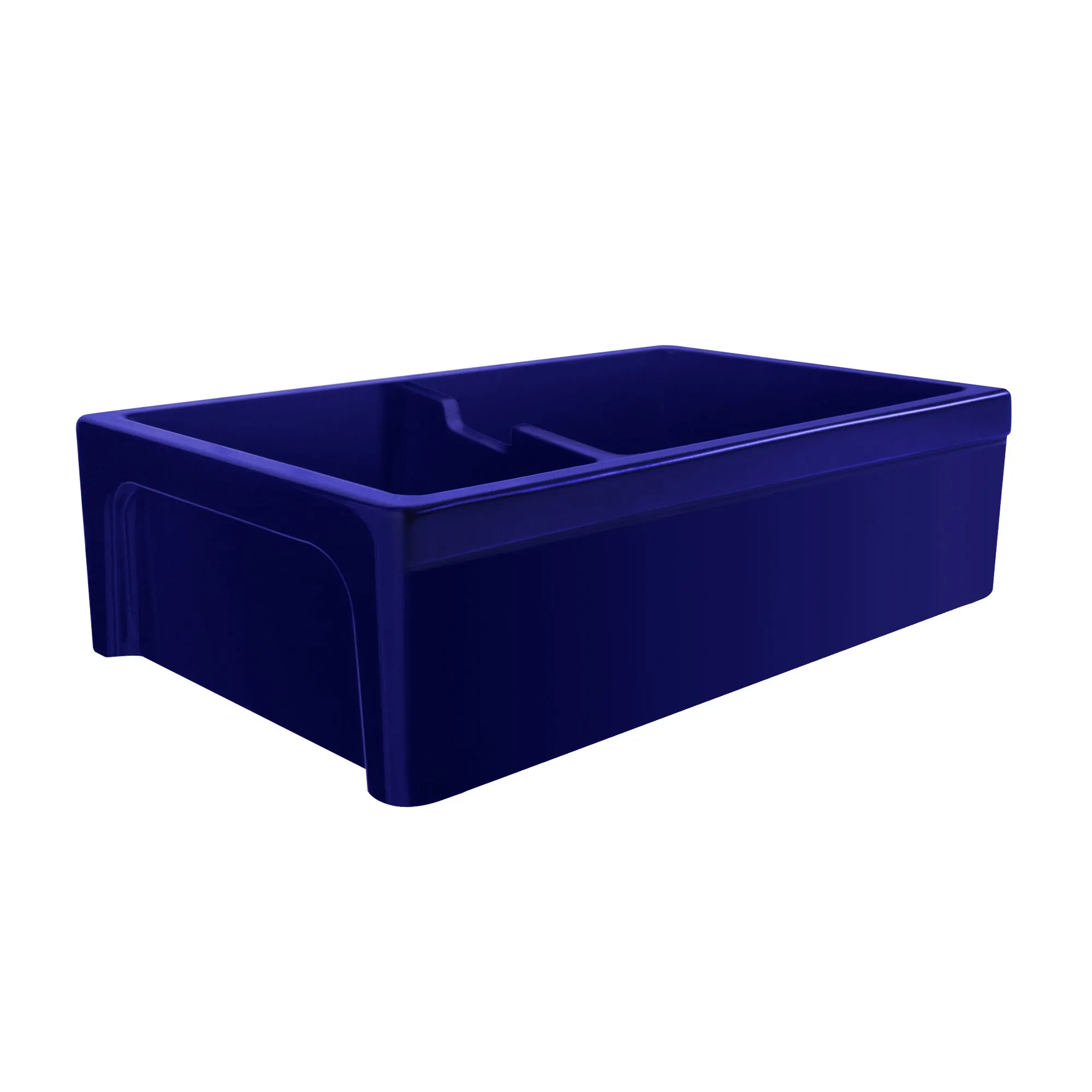 42" large reversible double bowl fireclay kitchen sink: beveled, 2" lip front apron