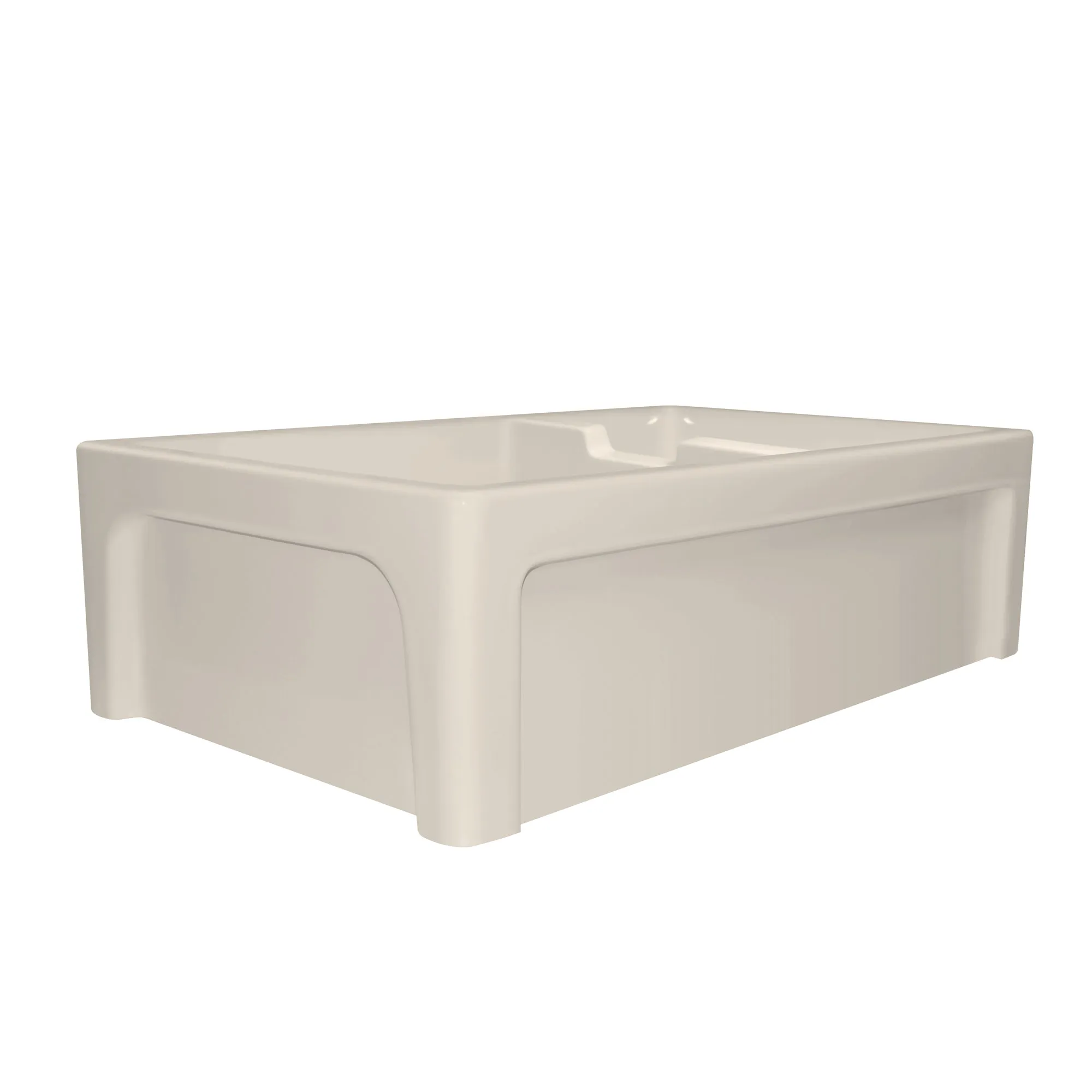 42" large reversible double bowl fireclay kitchen sink: beveled, 2" lip front apron