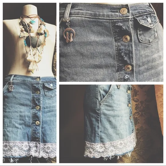 4XHP🌵🌵🌵🌵Love Birds Button Down Altered Skirt