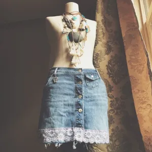 4XHP🌵🌵🌵🌵Love Birds Button Down Altered Skirt