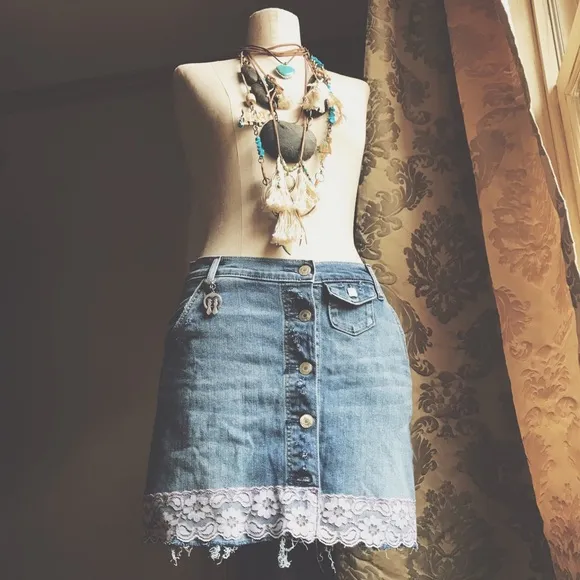 4XHP🌵🌵🌵🌵Love Birds Button Down Altered Skirt