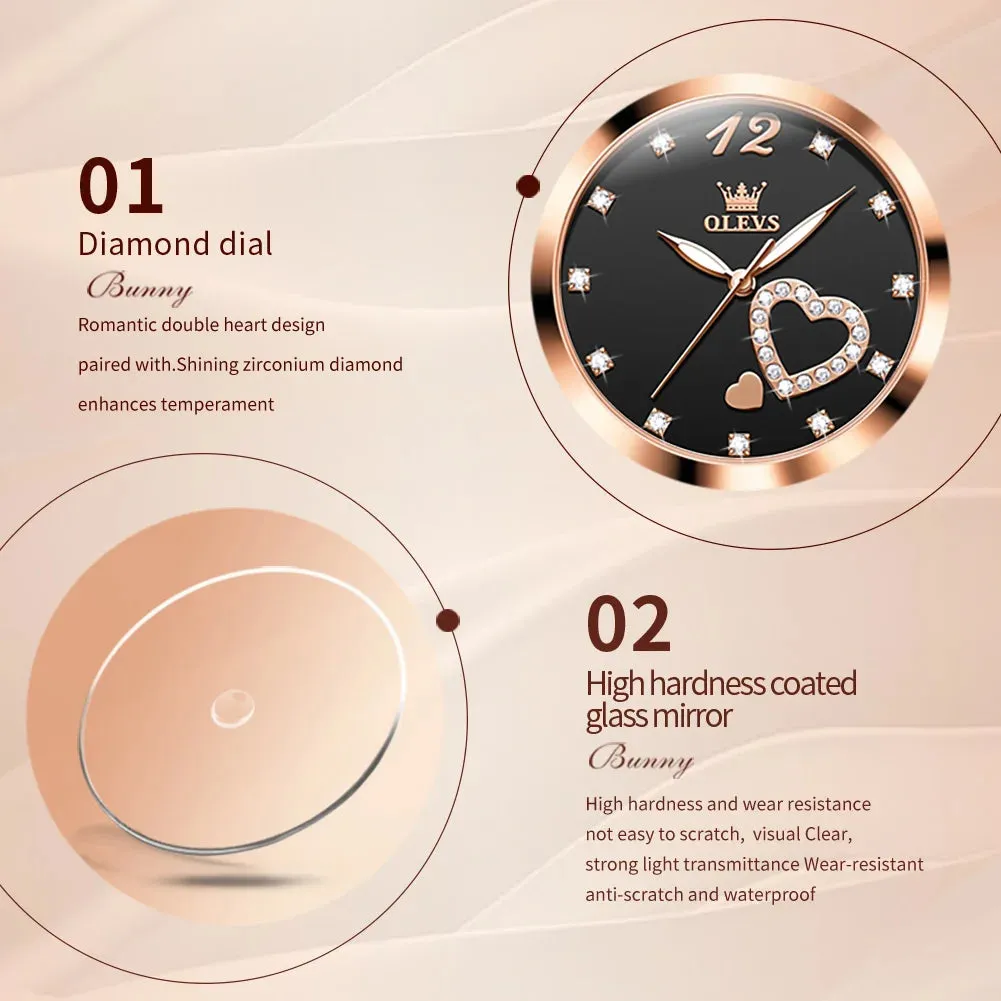 5189 Original Quartz Women Watch Stainless Steel Strap Diamond Heart Design Quartz Watch for Women Elegant Ladies Watch