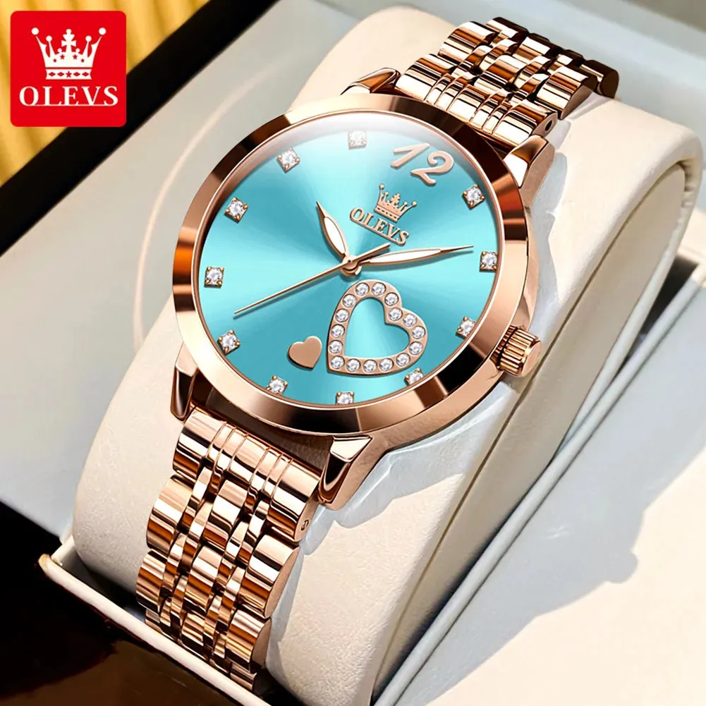 5189 Original Quartz Women Watch Stainless Steel Strap Diamond Heart Design Quartz Watch for Women Elegant Ladies Watch