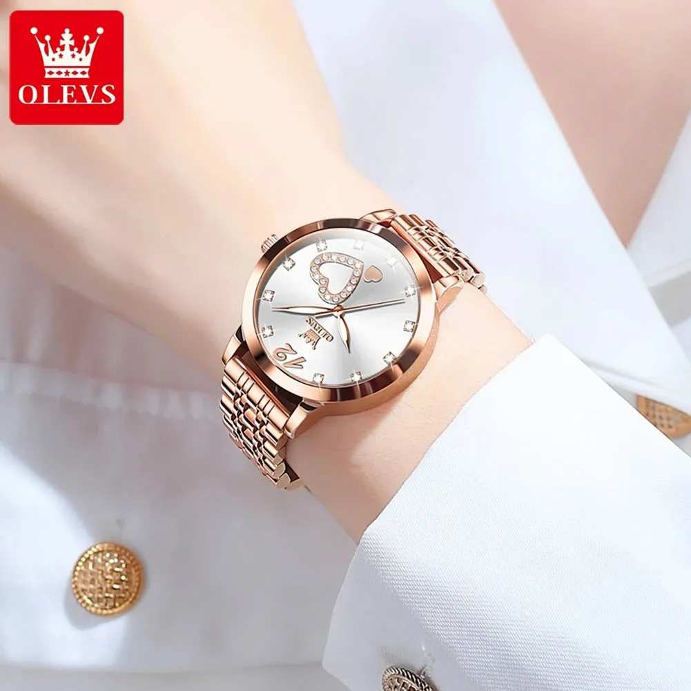 5189 Original Quartz Women Watch Stainless Steel Strap Diamond Heart Design Quartz Watch for Women Elegant Ladies Watch