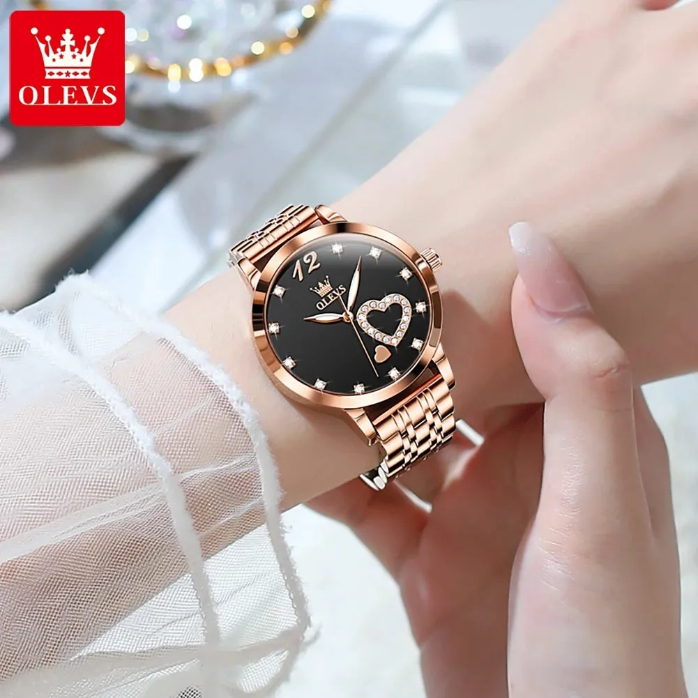 5189 Original Quartz Women Watch Stainless Steel Strap Diamond Heart Design Quartz Watch for Women Elegant Ladies Watch
