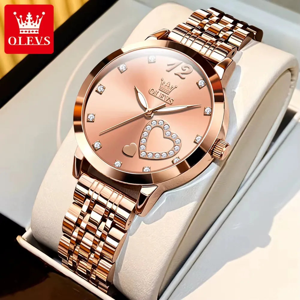 5189 Original Quartz Women Watch Stainless Steel Strap Diamond Heart Design Quartz Watch for Women Elegant Ladies Watch