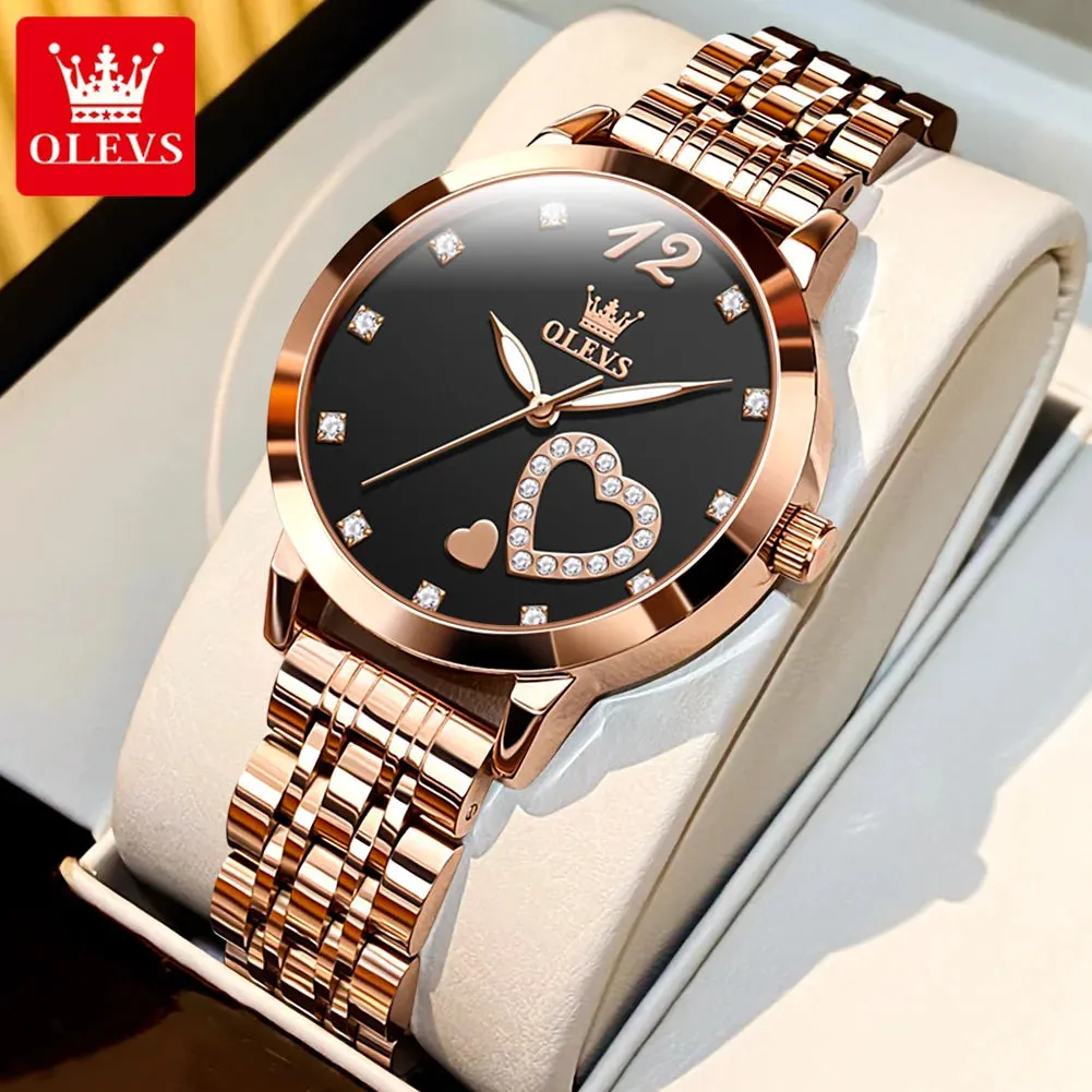 5189 Original Quartz Women Watch Stainless Steel Strap Diamond Heart Design Quartz Watch for Women Elegant Ladies Watch
