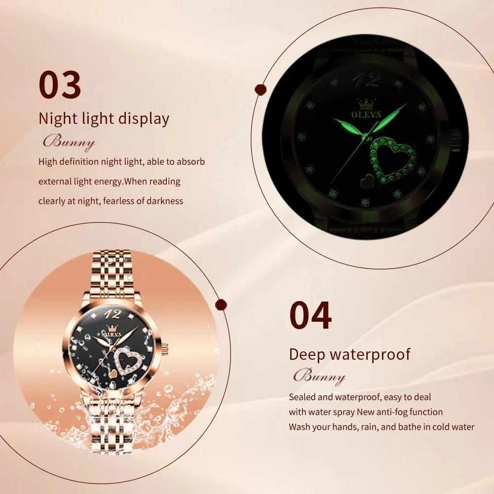 5189 Original Quartz Women Watch Stainless Steel Strap Diamond Heart Design Quartz Watch for Women Elegant Ladies Watch