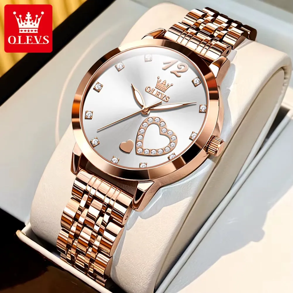 5189 Original Quartz Women Watch Stainless Steel Strap Diamond Heart Design Quartz Watch for Women Elegant Ladies Watch