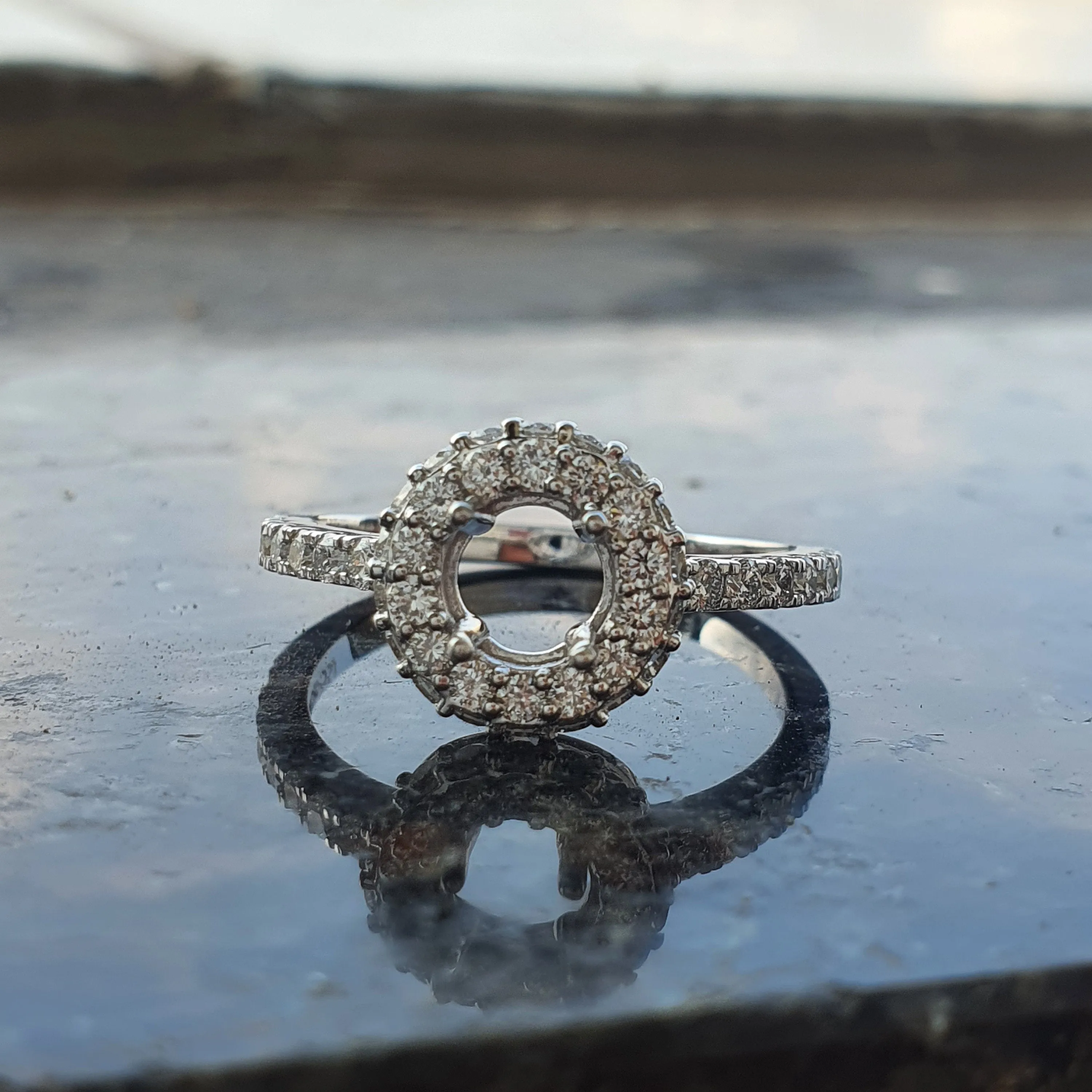 5.24mm Lab Diamond semi mount Ring 14k white gold Engagement ring vintage Diamond wedding band for anniversary ring on etsy