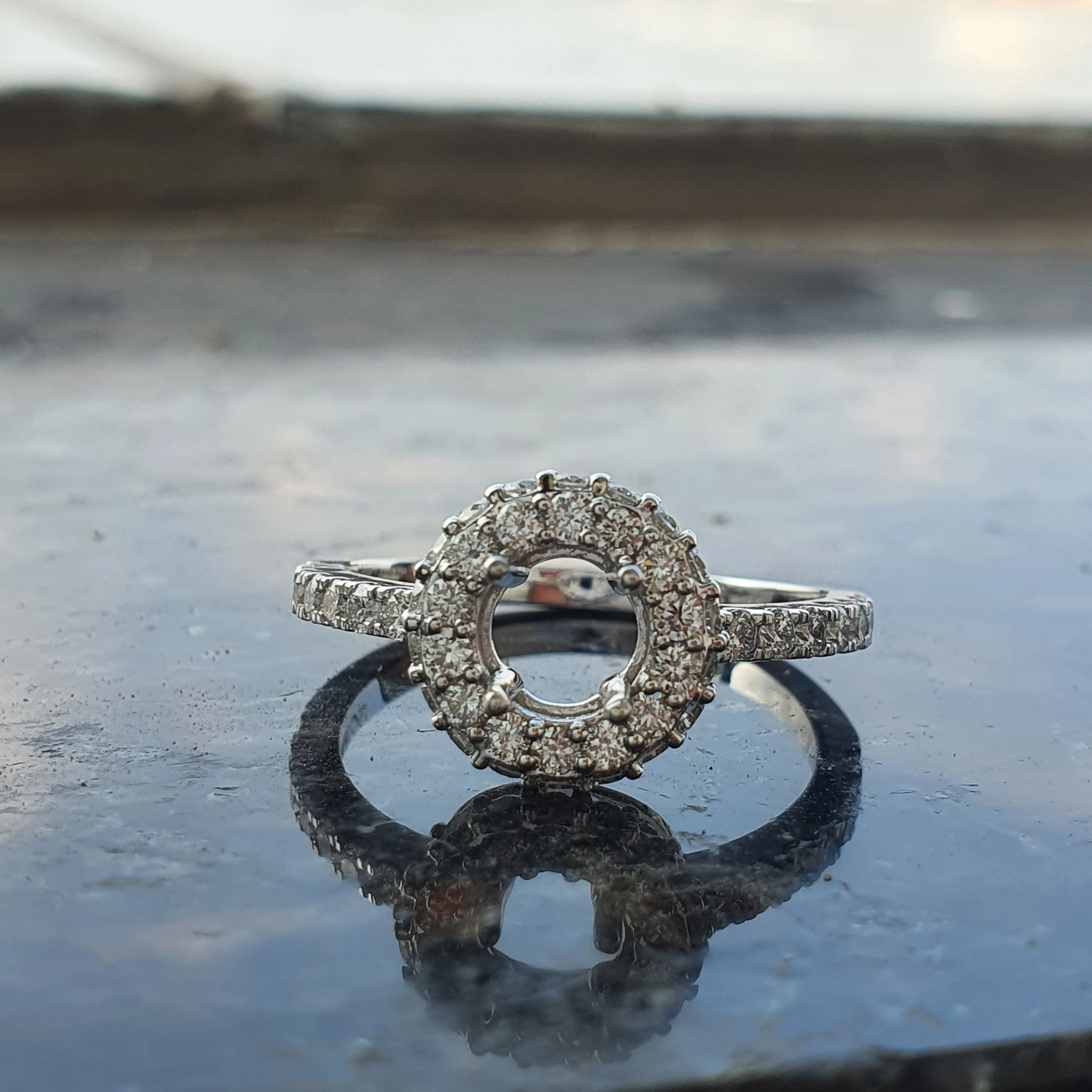 5.24mm Lab Diamond semi mount Ring 14k white gold Engagement ring vintage Diamond wedding band for anniversary ring on etsy