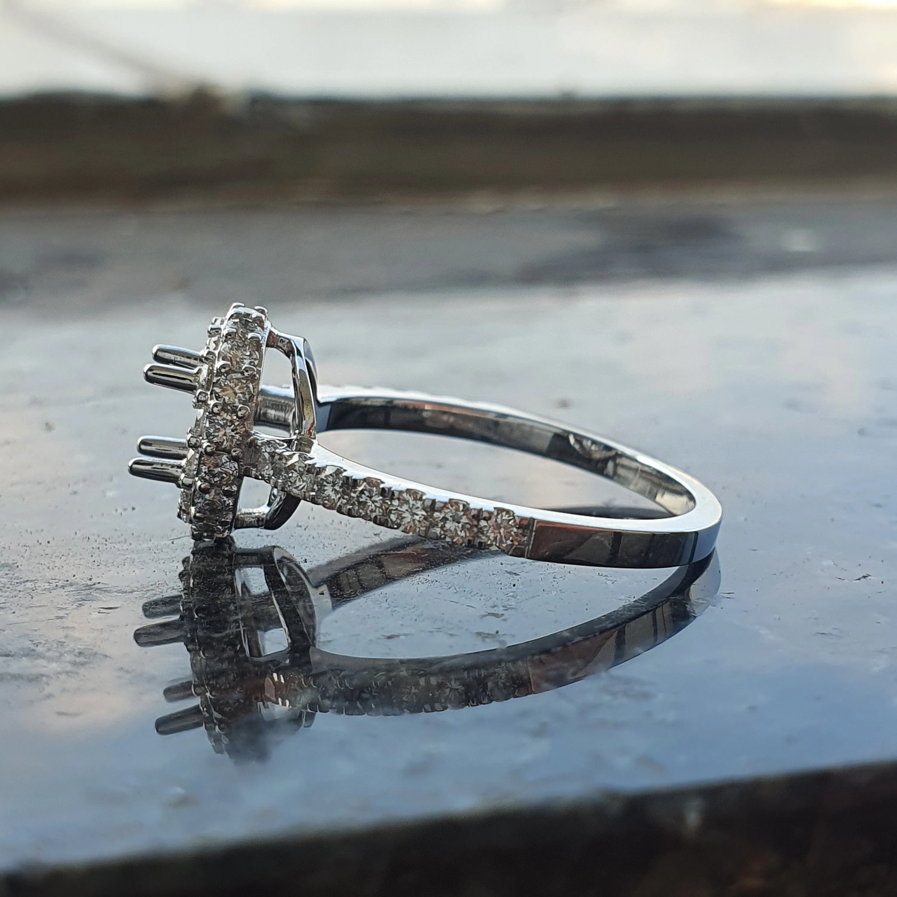 5.24mm Lab Diamond semi mount Ring 14k white gold Engagement ring vintage Diamond wedding band for anniversary ring on etsy