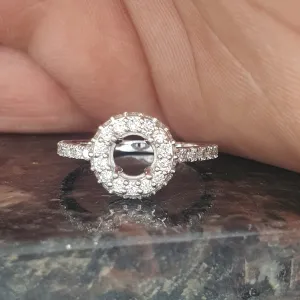 5.24mm Lab Diamond semi mount Ring 14k white gold Engagement ring vintage Diamond wedding band for anniversary ring on etsy