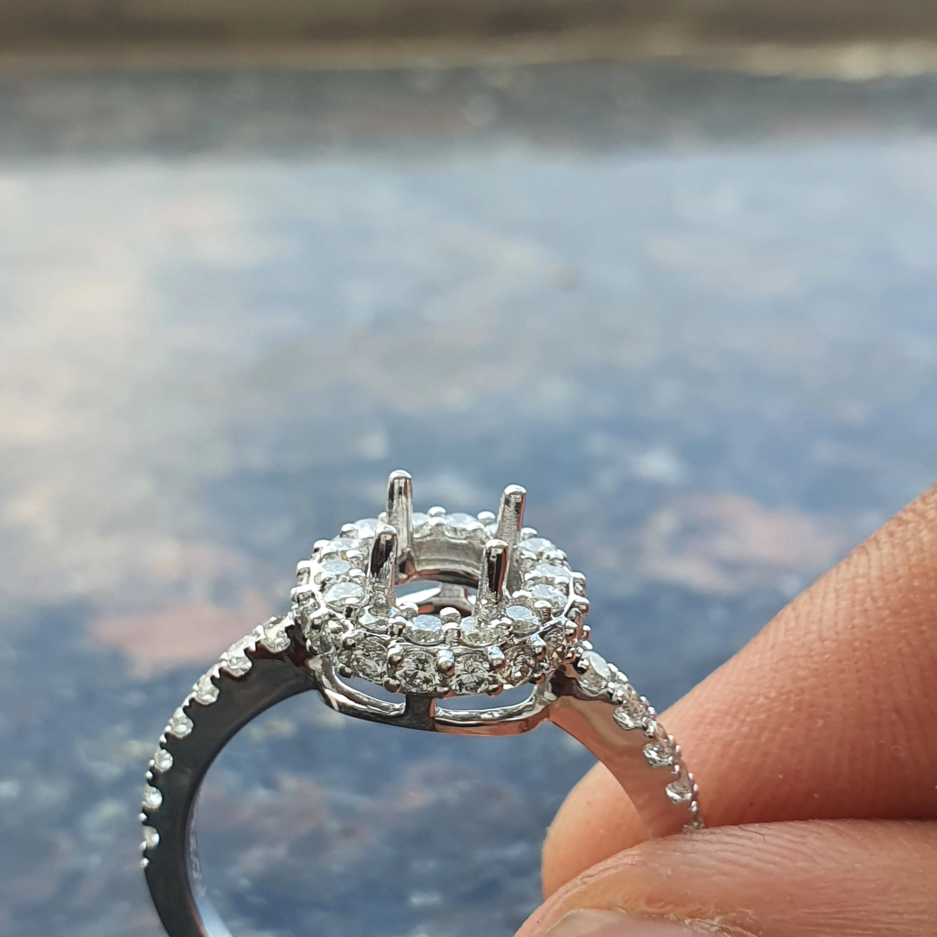 5.24mm Lab Diamond semi mount Ring 14k white gold Engagement ring vintage Diamond wedding band for anniversary ring on etsy