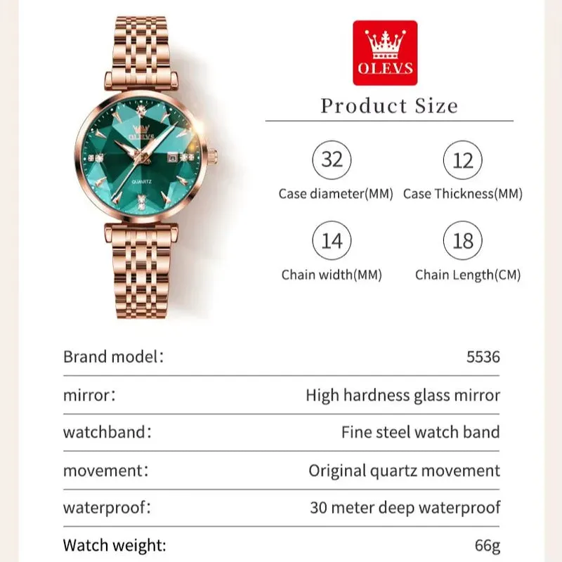 5536 Luxury Brand Elegant Women Watch High Quality Diamond Rose Gold Waterproof Quartz Watch Dress Bracelet Women Reloj