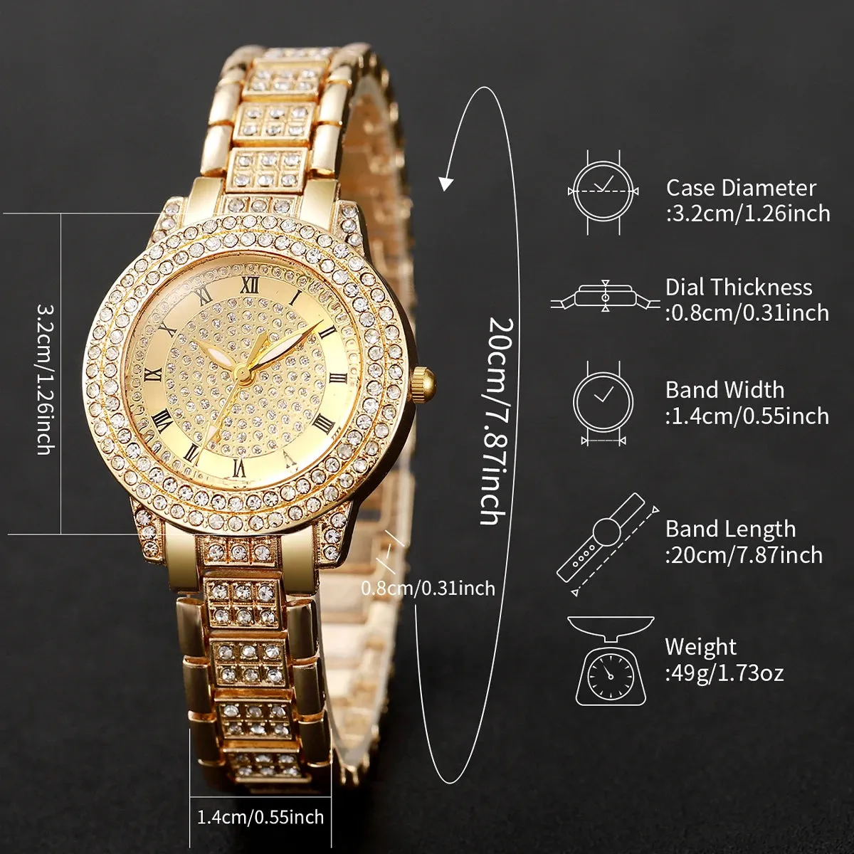 6-Piece Rhinestone Women's Watch Set