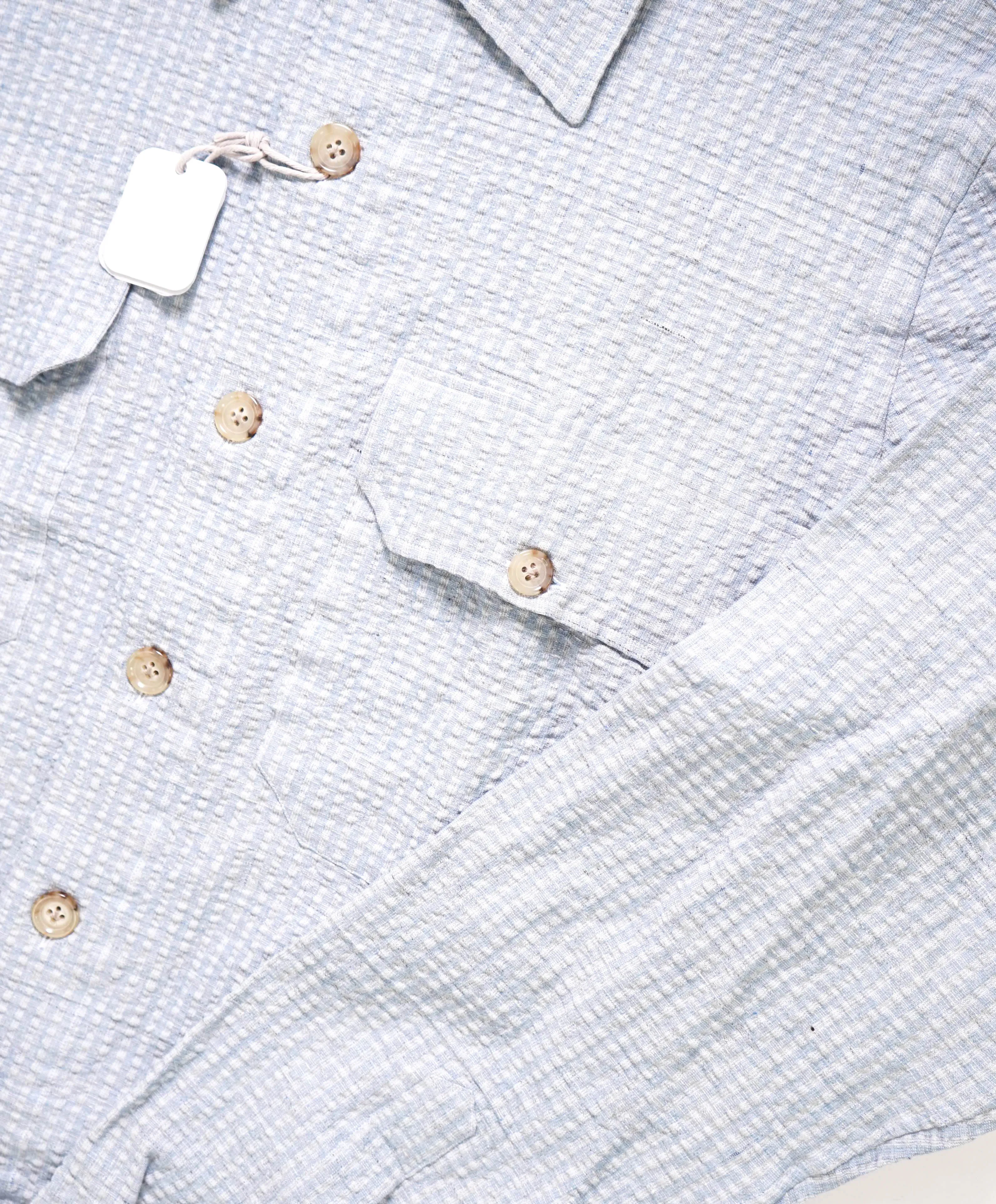 $695 ELEVENTY PLATINUM - Cotton/Linen Seersucker Shirt Jacket Coat - M