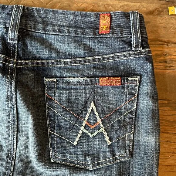 7 For All Mankind Blue Denim Skirt