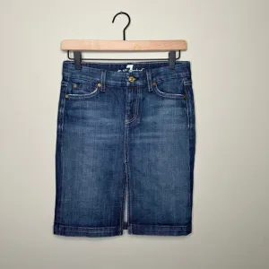 7 For All Mankind Blue Denim Skirt