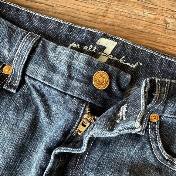 7 For All Mankind Blue Denim Skirt
