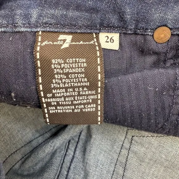 7 for All Mankind Women's 26 (2) Dark Blue Slim Illusion Mid Rise Skinny Preppy