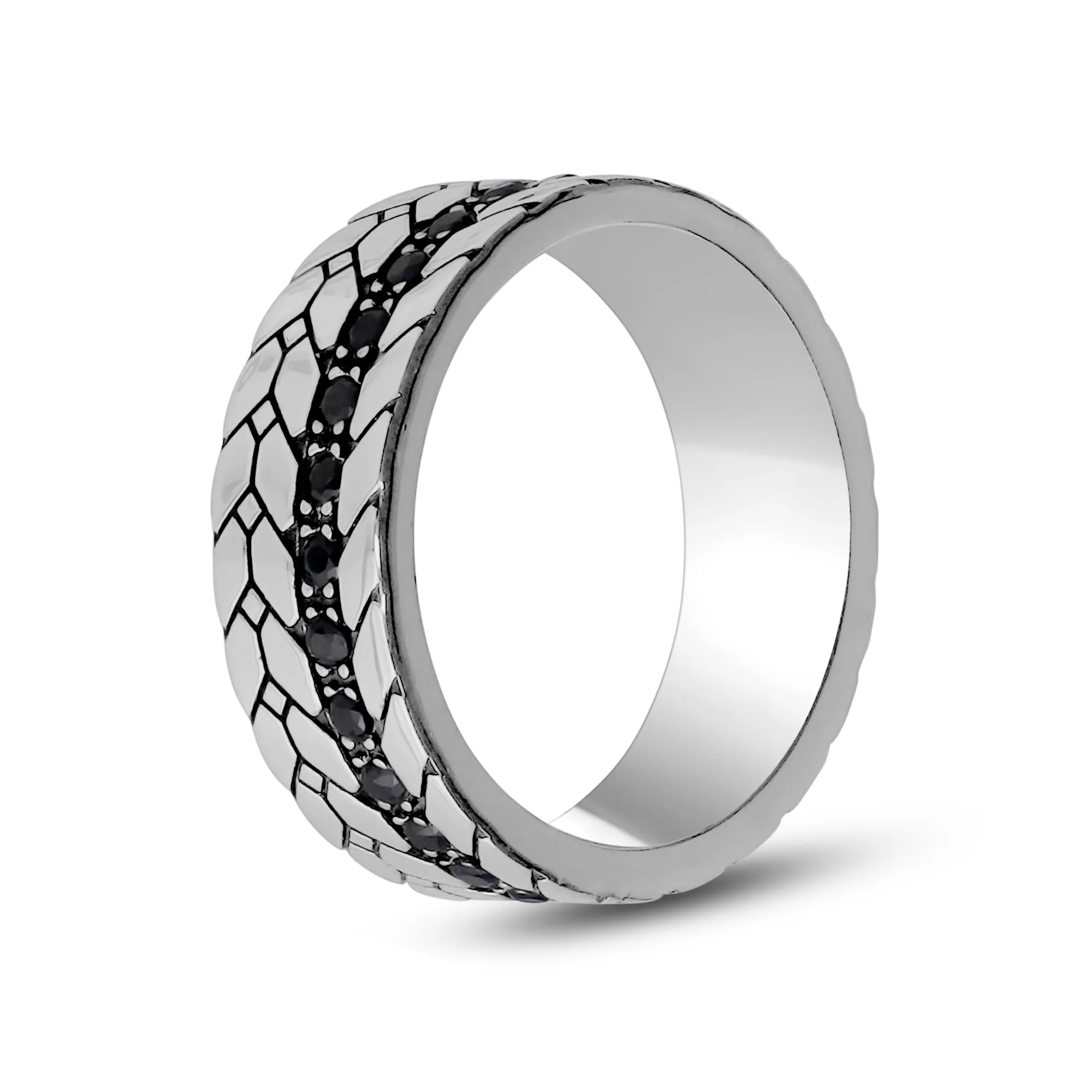 7mm Black Stone Detailed Band