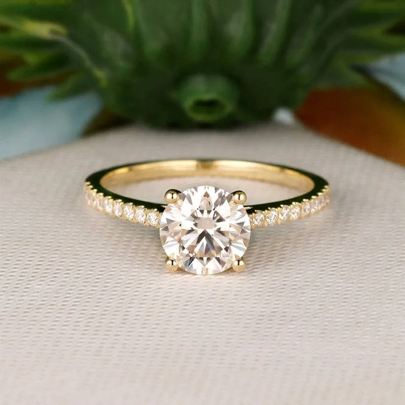 7mm Moissanite engagement ring White gold half eternity band vintage Diamond simple ring Bridal wedding for women Anniversary Gift on Etsy
