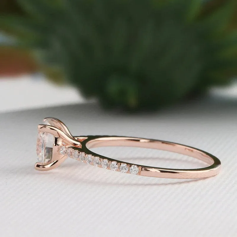 7mm Moissanite engagement ring White gold half eternity band vintage Diamond simple ring Bridal wedding for women Anniversary Gift on Etsy