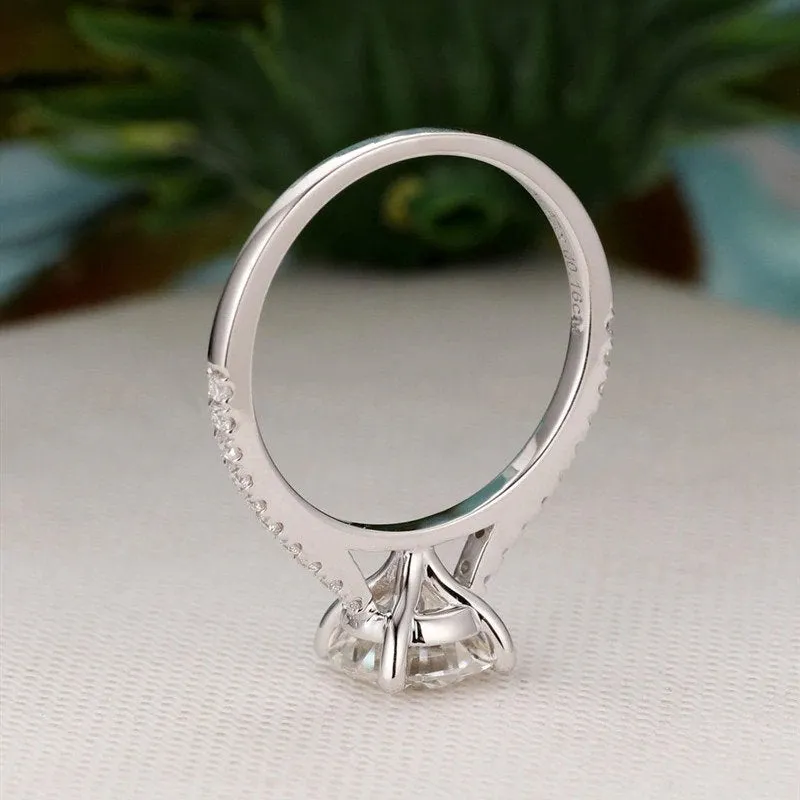 7mm Moissanite engagement ring White gold half eternity band vintage Diamond simple ring Bridal wedding for women Anniversary Gift on Etsy